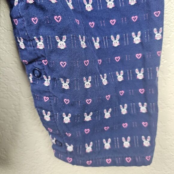 OshKosh B'gosh Girl 18 Months Vestbak Denim Overalls Bunny Rabbit Hearts Vintage - Picture 4 of 13